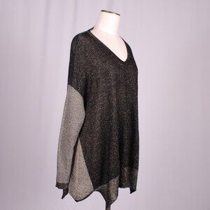EUC ALEMBIKA Black-Gold Sparkle Knit Top, Sz - Lg